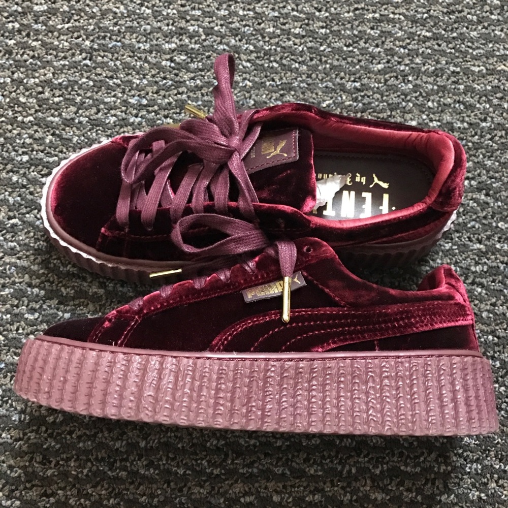 Fenty puma burgundy velvet creepers